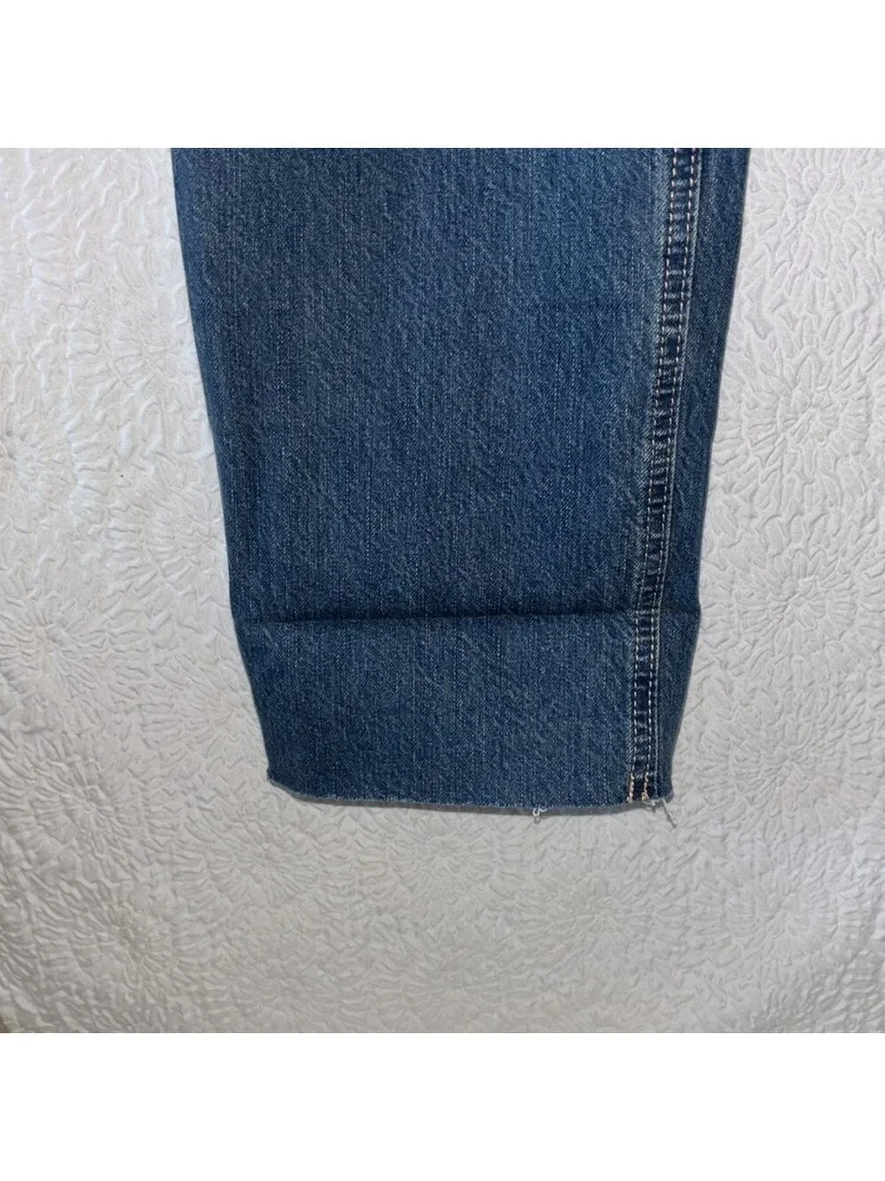 J. Crew Premium Edition High-Rise Straight Cuffed Raw Hem Distressed Jean